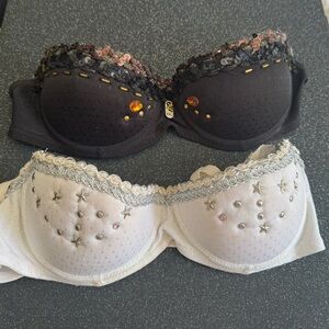 Custom Embellished Black and White Bras